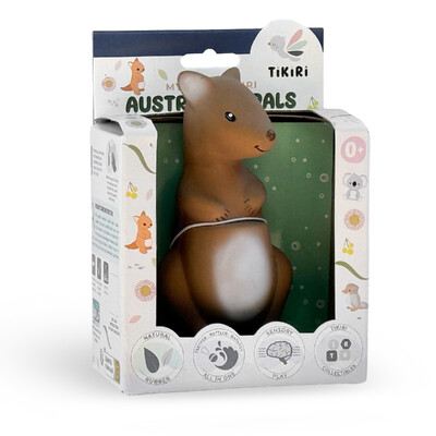 Buy Tikiri Kangaroo Rubber Teether Rattle & Bath Toy in Retail Box wholesale at Kaleidoscope Australasia Pty Ltd
