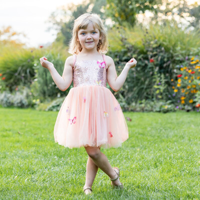 Buy Great Pretenders Butterfly Bliss Dress – Peach, Size 3–4 wholesale at Kaleidoscope Australasia Pty Ltd