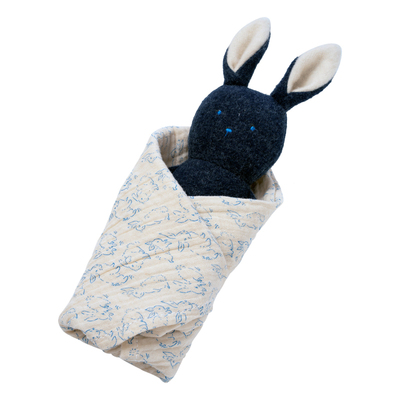 Bunny Rattle + Burp Cloth