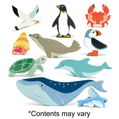 Selection ocean wooden animals
