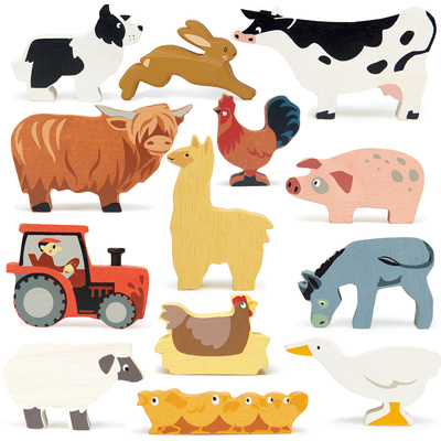 Selection of 12 wooden animals